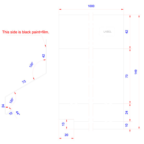 Facadeprofil 6C SORT alu 24x73x1000 mm
