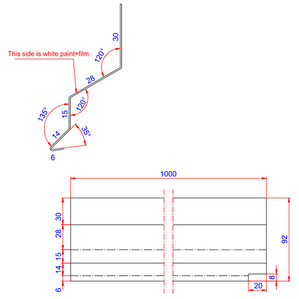 Z-profil 28 mm HVID alu 92x28x1000 mm