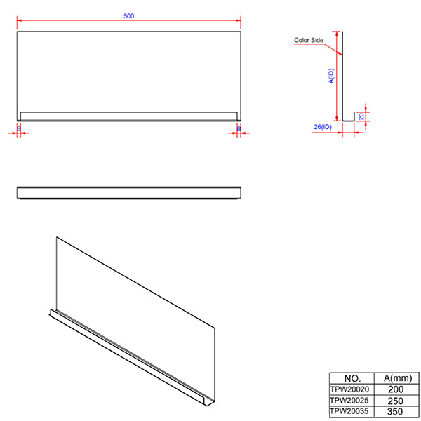 Sternplade 200x500x26 mm - HVID aluminium