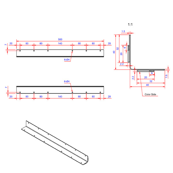 Fals 40x40x500 mm 270 grader (udvendig hjørne) - HVID aluminium