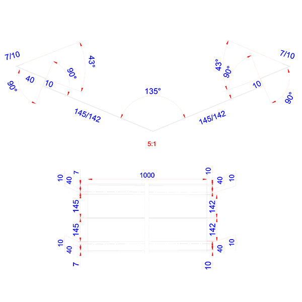 Skotrende 6" dobbelt ZINK 80x330x1000 mm