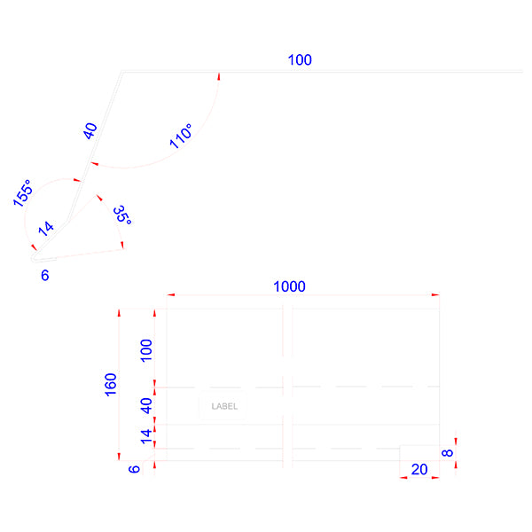 Tagfod 100 mm ZINK 60x100x1000 mm