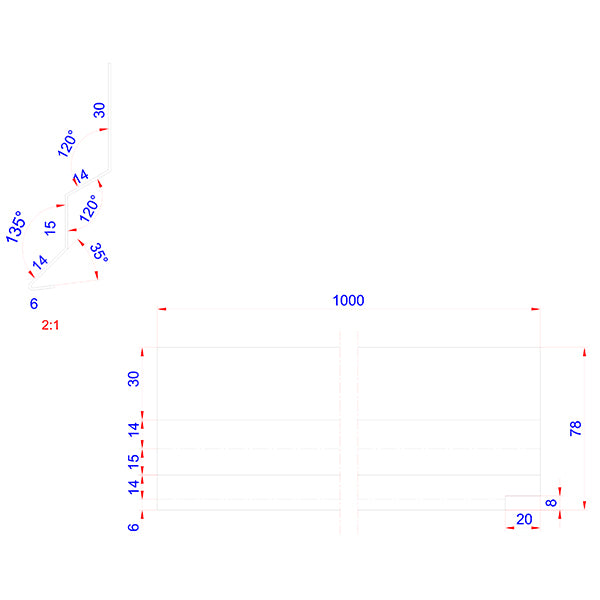 Z-profil 14 mm ZINK 20x116x1000 mm