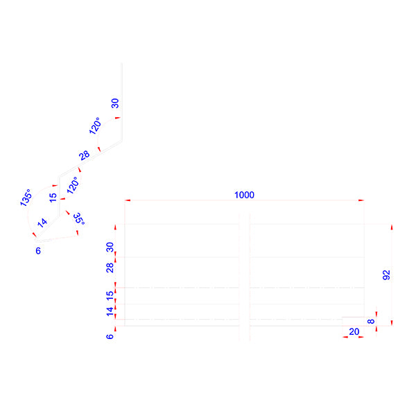 Z-profil 28 mm ZINK 78x14x1000 mm