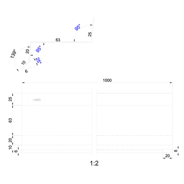 Sålbænk 60 ZINK 20x63x1000 mm