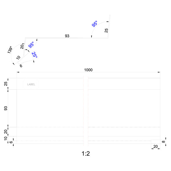 Sole bench 90 ZINK 20x93x1000 mm
