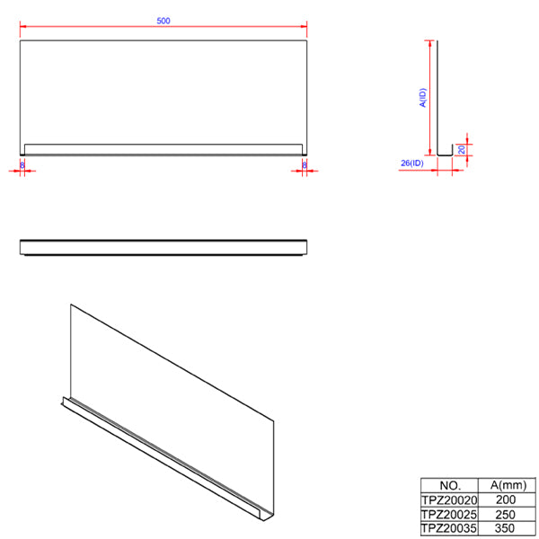 Sternplade 200x500x26 mm - ZINK Natur
