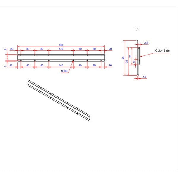 Multifals 500 mm - SORT aluminium