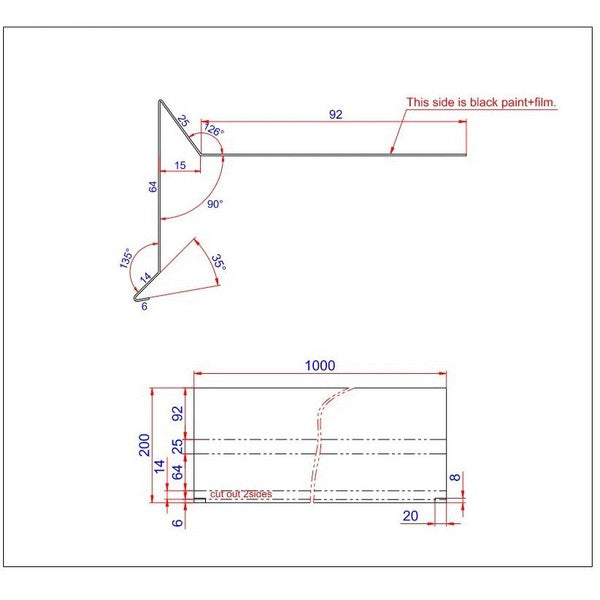 Vindskede 100 mm u/asfalt SORT alu 1000 mm