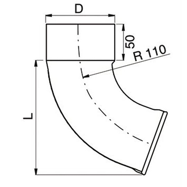 Lindab Rainline udskud 75 mm 45 grader Stålmetallic
