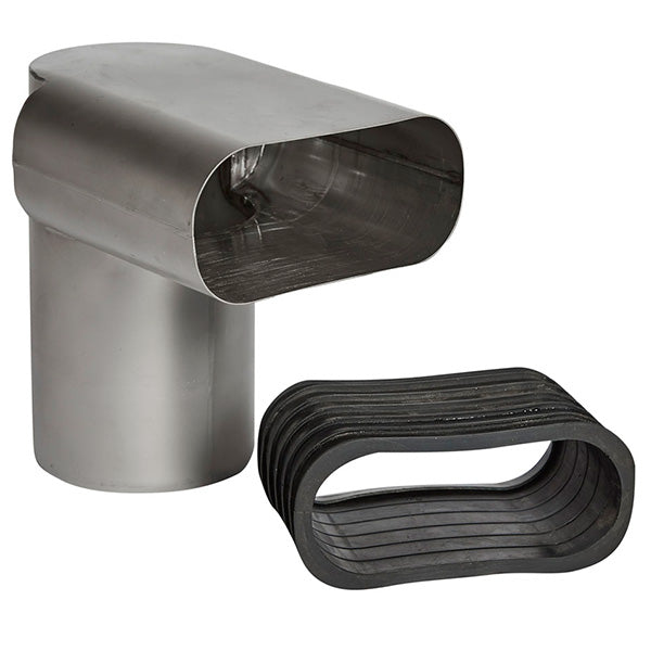 Vinkelovergang til Murkrone Skålbrønd Ø98 i RF stål inkl Gummipakning